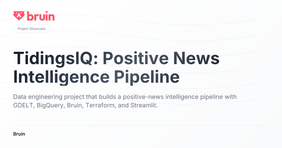 TidingsIQ: Positive News Intelligence Pipeline | Project Showcase | Bruin