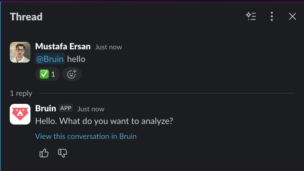 Agent answering in Slack