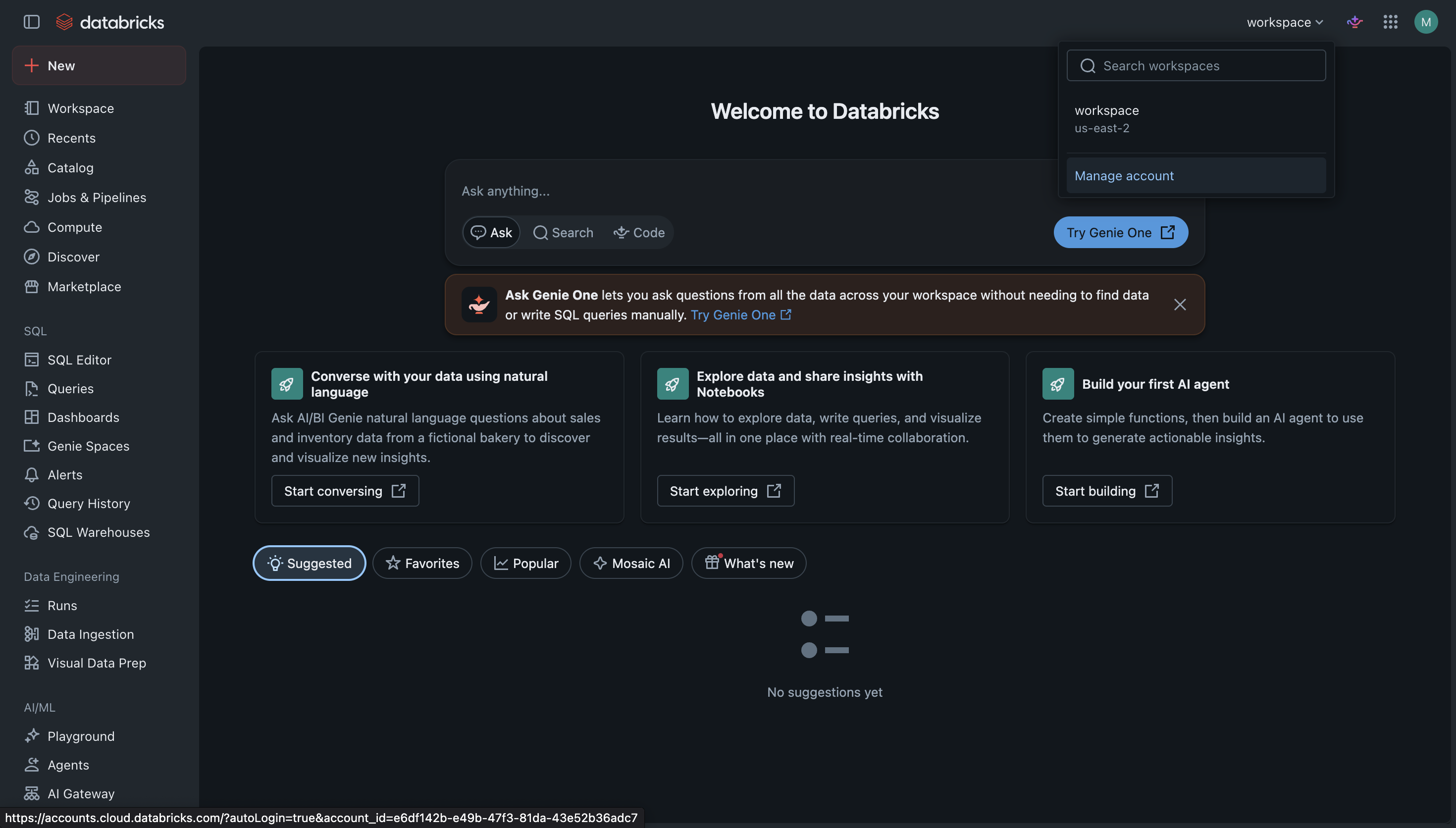 Open the Databricks account console
