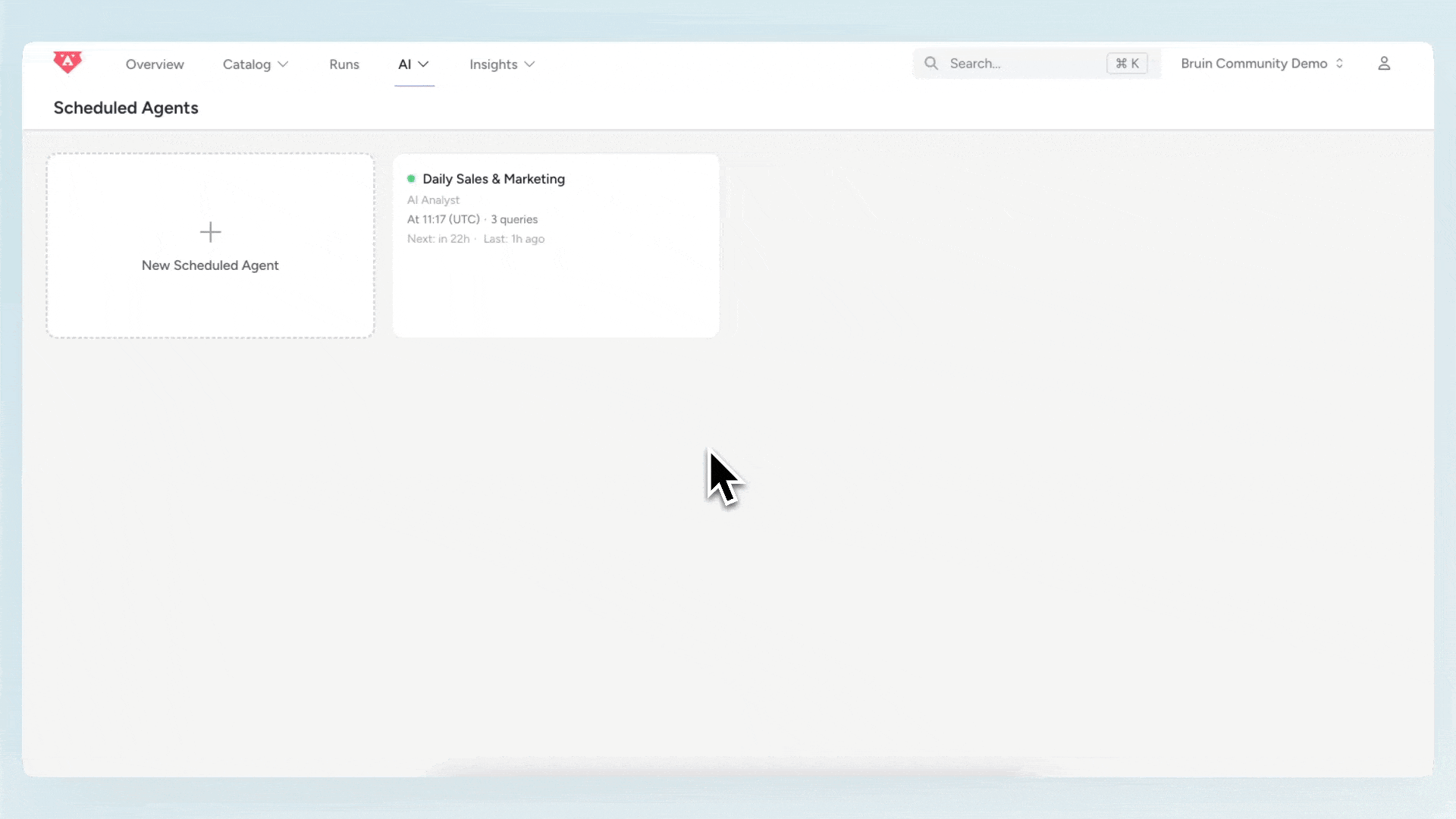 Bruin Scheduled Agents configuration UI